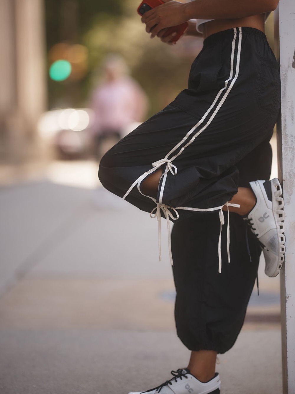 Bowline Parachute Black Drawstring Track Pants for Women